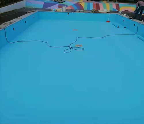 青島室外游泳池防水材料pvc膠膜施工案例